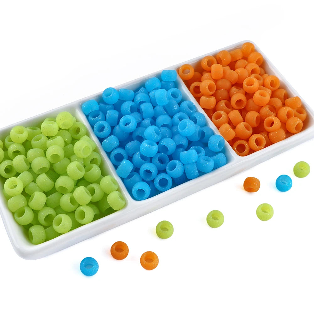 50pcs 6*9mm Large Hole Pony Candy Colorful Silicone Beads Set For Jewelry Making DIY Hair Braiding Bracelet Necklace Handicrafts
