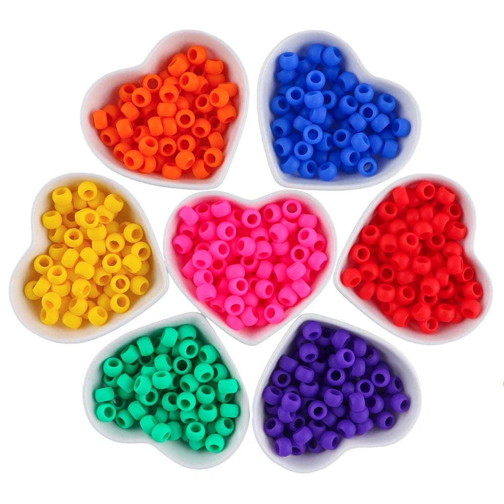 50pcs 6*9mm Large Hole Pony Candy Colorful Silicone Beads Set For Jewelry Making DIY Hair Braiding Bracelet Necklace Handicrafts