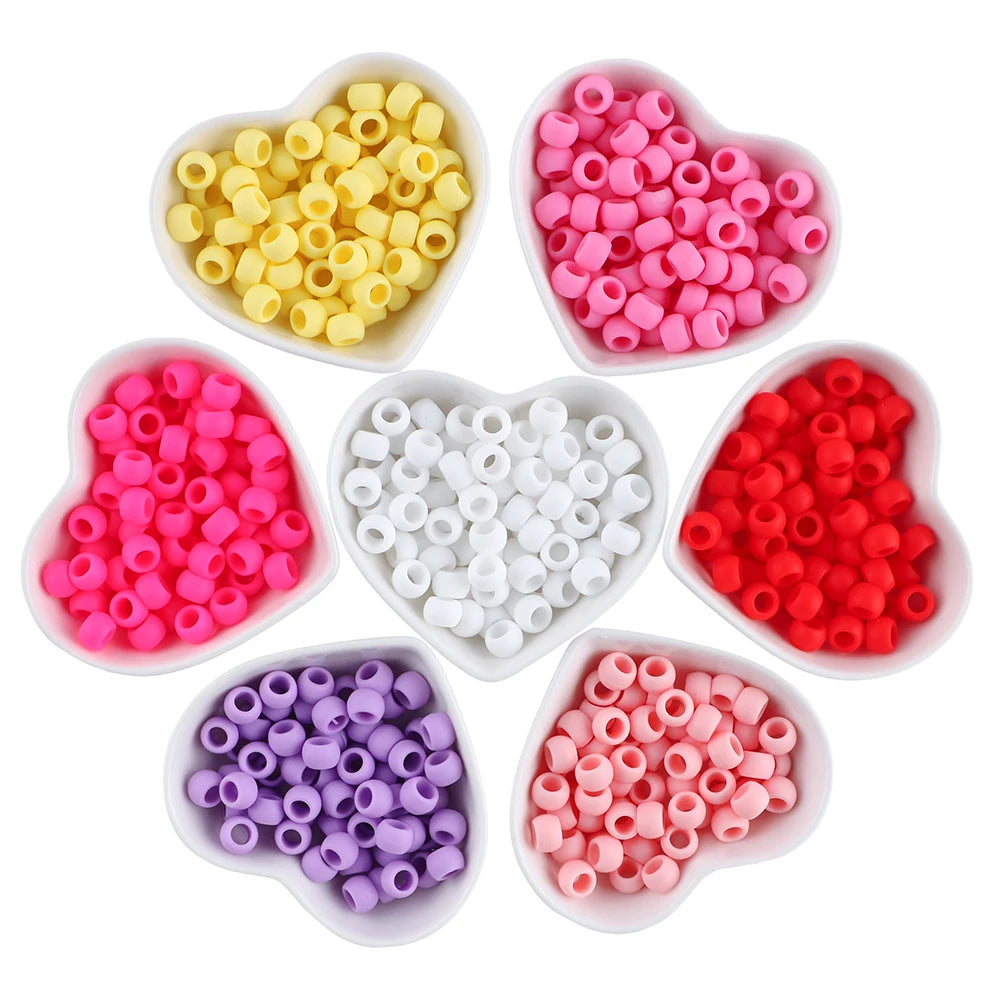 50pcs 6*9mm Large Hole Pony Candy Colorful Silicone Beads Set For Jewelry Making DIY Hair Braiding Bracelet Necklace Handicrafts