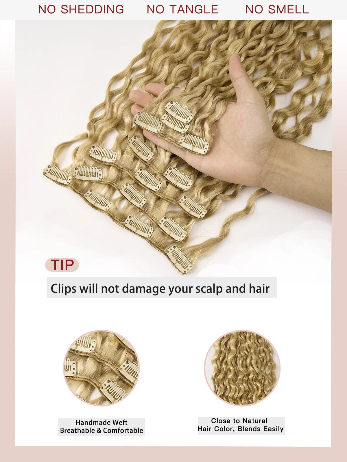 Yelo Curly Clip in Hair Extensions Real Human Hair Wet and Wavy 100% Brazilian Remy Human Hair Clip on 12-26 inch For Women