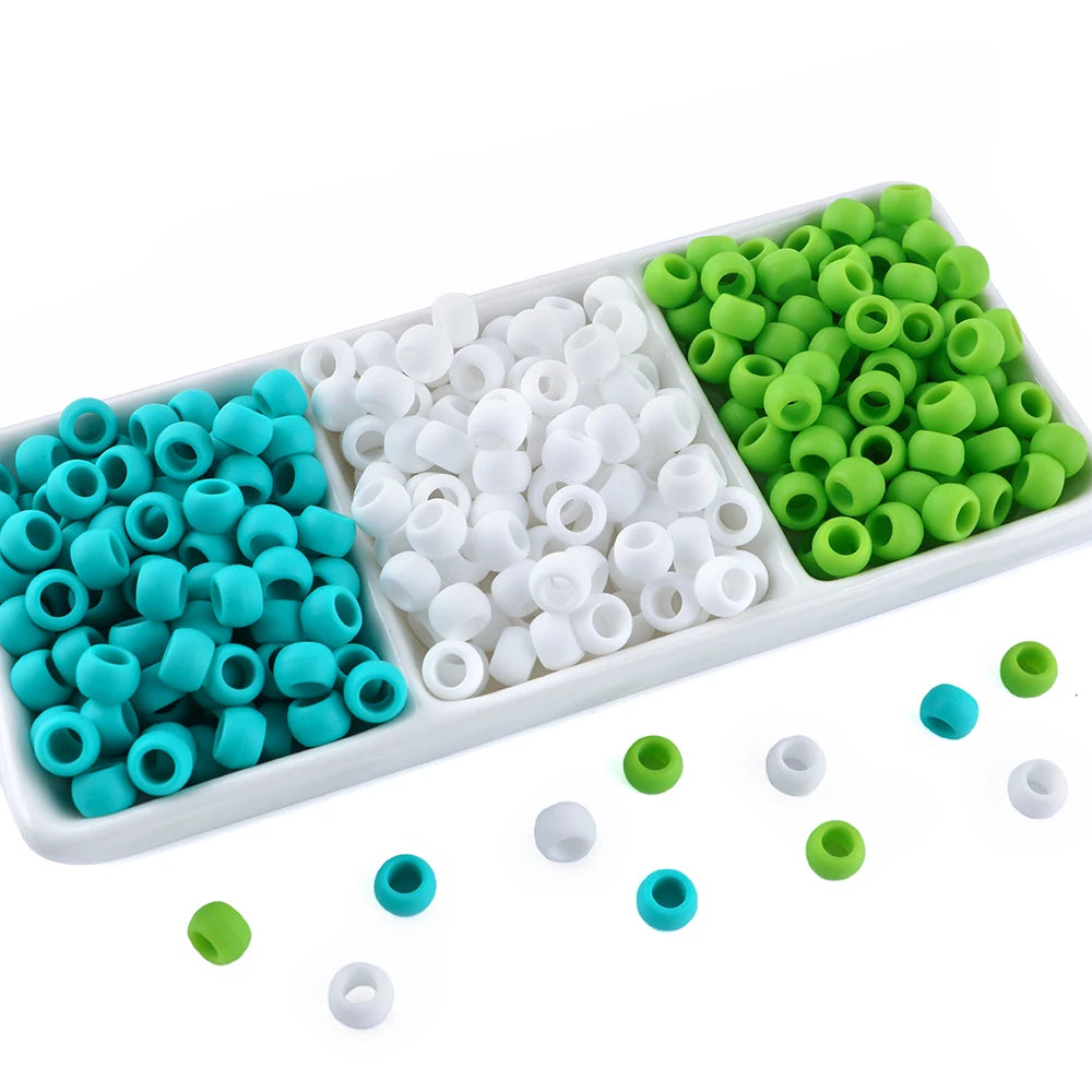50pcs 6*9mm Large Hole Pony Candy Colorful Silicone Beads Set For Jewelry Making DIY Hair Braiding Bracelet Necklace Handicrafts