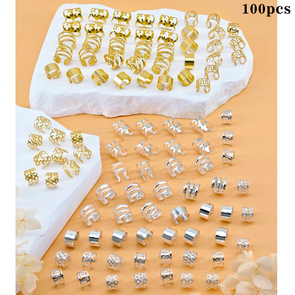 100PCS Alloy Hair Jewelry for Braid Dreadlock Accessories Metal Braid Clip Hair Clip Locs Jewelry for Women Men Hair Accessories