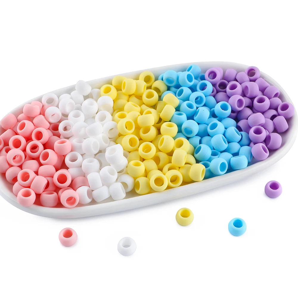 50pcs 6*9mm Large Hole Pony Candy Colorful Silicone Beads Set For Jewelry Making DIY Hair Braiding Bracelet Necklace Handicrafts