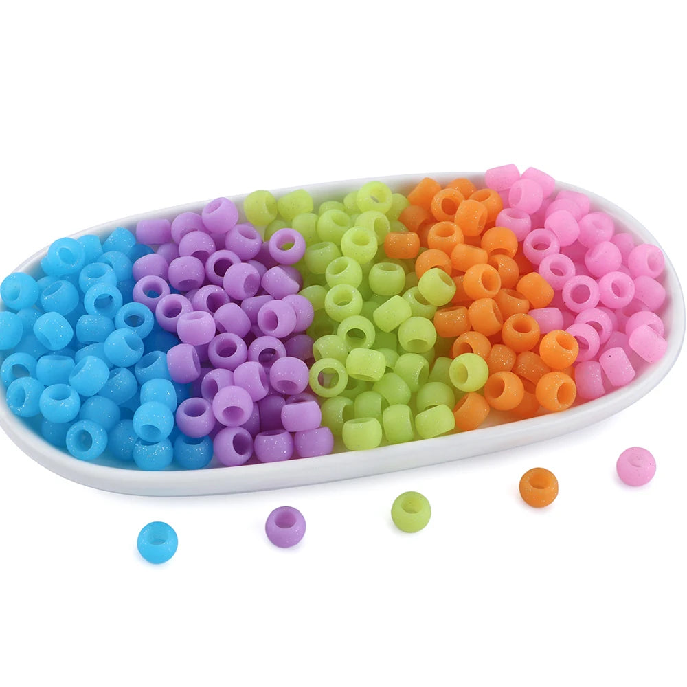 50pcs 6*9mm Large Hole Pony Candy Colorful Silicone Beads Set For Jewelry Making DIY Hair Braiding Bracelet Necklace Handicrafts